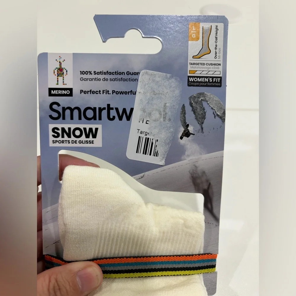 Smartwool Women's Large Snowboard OTC Socks Targeted Cushion White Purple NWT